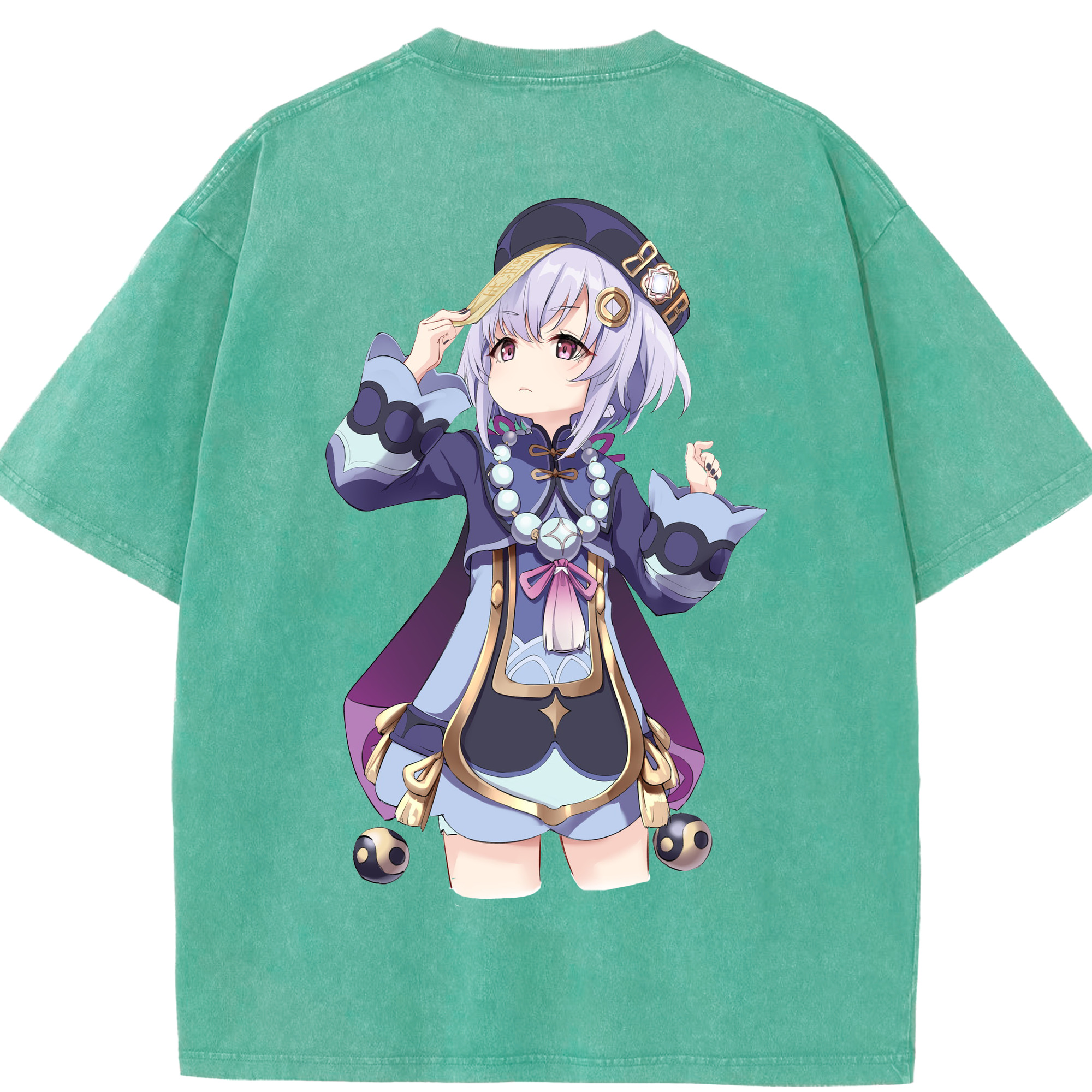 げんし神 七七 なな  genshin Nana 綿100% ヴィンテージ風 半袖Tシャツ（背面プリント）
